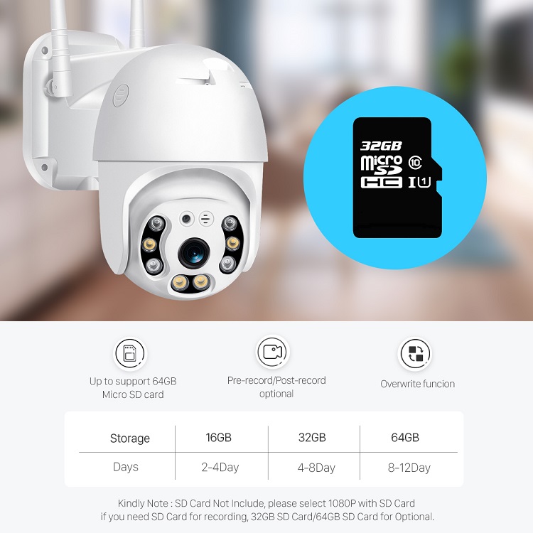 1080P outdoor high speed dome Wifi audio PTZ home monitoring ONVIF camera